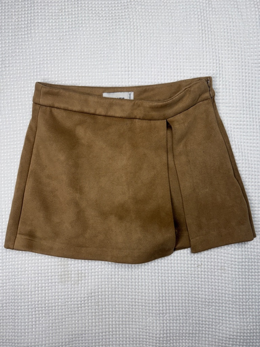 PULL & BEAR - Tan Faux Suede Wrap-Front Women’s Skorts - Size Small